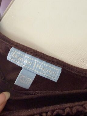 Denver Hayes Brown Top with Light Blue Logo Tag
